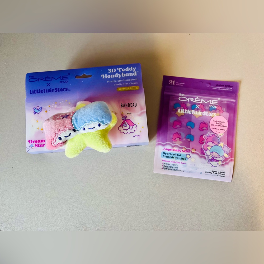 Little Twin Stars x Crème Shop headband and blemish patch set